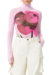 Afrm Zadie Semi Sheer Turtleneck In Pink Place