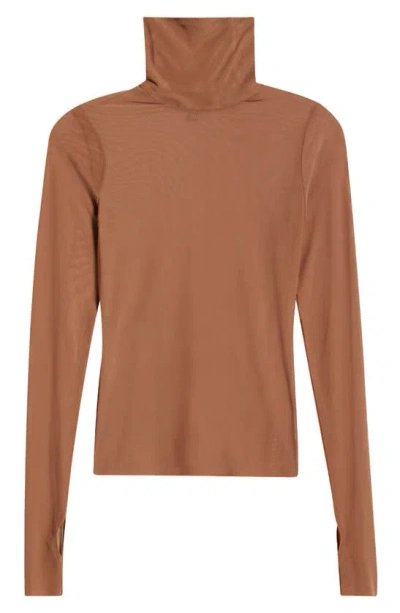 Afrm Zadie Semi Sheer Turtleneck In Raw Umber