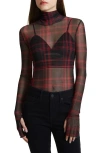Afrm Zadie Semi Sheer Turtleneck In Rouge Metaverse
