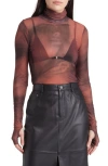 Afrm Zadie Semi Sheer Turtleneck In Sienna Portrait