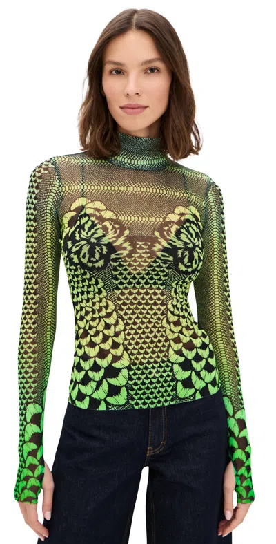 Afrm Zadie Tee Ombre Lime Petal In Green