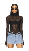 Afrm Zadie Texture Lace Top In Noir
