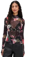 Afrm Zadie Top Noir Summer Rose In Black