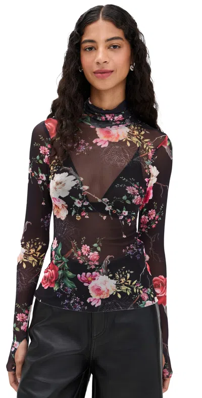 Afrm Zadie Top Noir Summer Rose