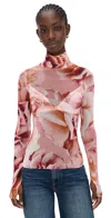 Afrm Zadie Top Peach Roses In Pink