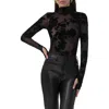 Afrm Zadie Velvet Floral Mesh Top In Black