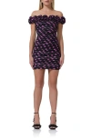 Afrm Zami Polka Dot Off The Shoulder Minidress In Cosmo Dot