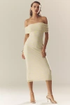 Afrm Zamora Off-the-shoulder Mesh Midi Dress In Neutral