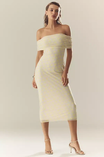 Afrm Zamora Off-the-shoulder Mesh Midi Dress