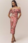 Afrm Zamora Off-the-shoulder Mesh Midi Dress In Multi