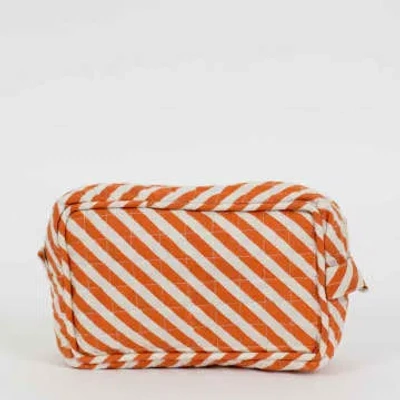 Afroart Diagonal Orange Stripe Toiletry Bag In Burgundy