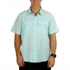 Aftco Air-o Mesh Printed Short Sleeve Button Down Shirt In Salt Air In Blue