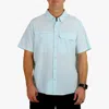 Aftco Air-o Mesh Short Sleeve Button Down Shirt In Quiet Tide In Blue