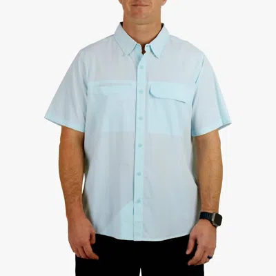 Aftco Air-o Mesh Short Sleeve Button Down Shirt In Quiet Tide In Blue