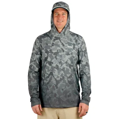 Aftco Men's  Grander Camo Uvx Long Sleeve Hooded T-shirt In Gray