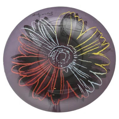 Pre-owned (after) Andy Warhol Vintage Rosenthal Glass Flower Plate Andy Warhol Design, Barware 80's Purple Red