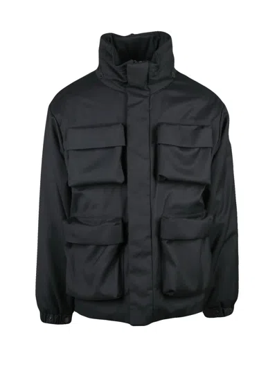 After Label Adamello High Collar Jacket With Zip Closure And Quilted Interior In Blue