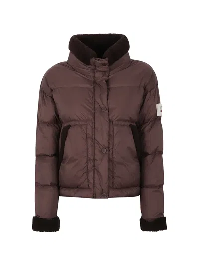 After Label Ande Quilted Shearling-trim Jacket In Brown