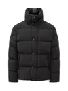 After Label Black  Down Jacket With Button Closure In Black