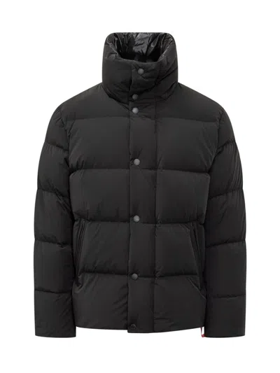 After Label Black  Down Jacket With Button Closure