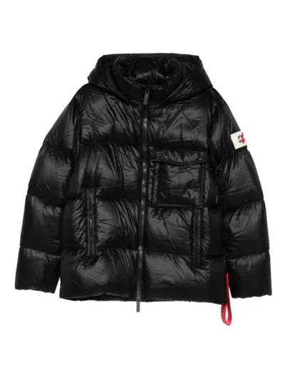 AFTER LABEL BLACK PUFFER JACKET WITH HOOD