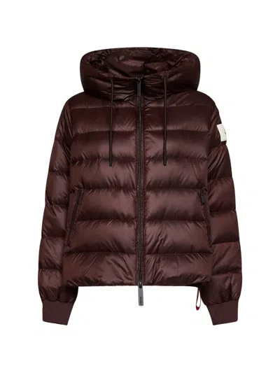 After Label Blaine Quilted Hooded Coat In Burgundy