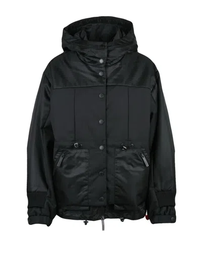 After Label Padded Short Jacket With High Collar And Adjustable Features In Black