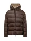After Label Brown  Down Jacket With Hood In Brown