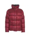 After Label Burgundy High-collar Puffer Jacket With Down Insulation In Red