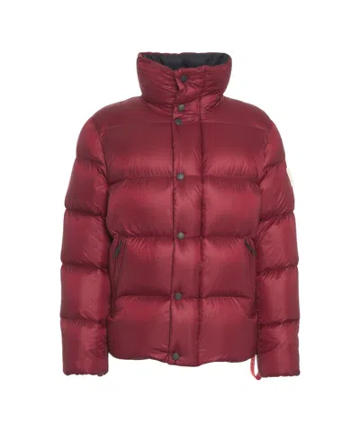 After Label Burgundy High-collar Puffer Jacket With Down Insulation In Red