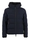 After Label Quilted Blue Padded Jacket With Hood And Structured Silhouette In Black