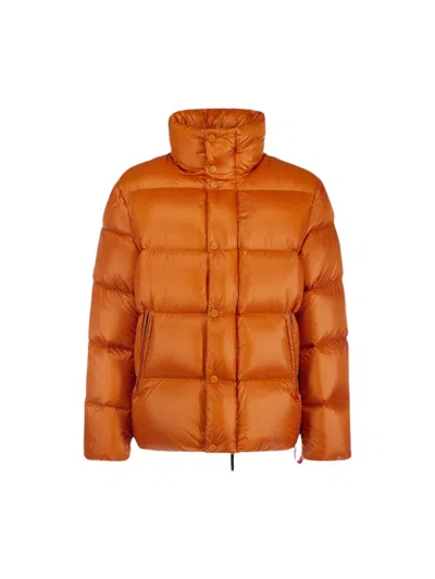 After Label Chamonix Puffer Jacket With Logo Patch In Orange