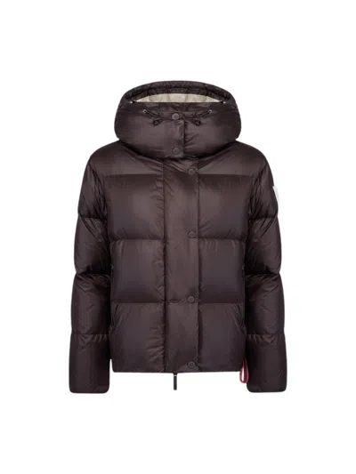 After Label Glossy Nylon Hooded Down Jacket In Grey