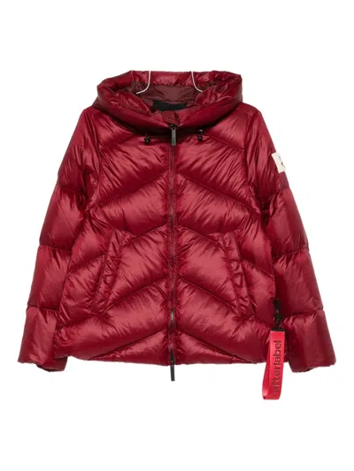 After Label Helsinki Hooded Quilted Jacket In Red