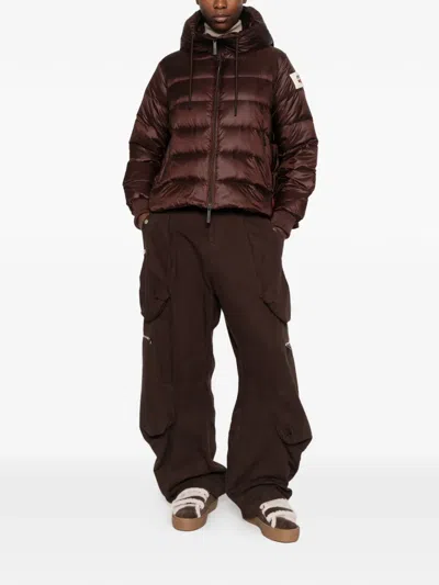 After Label Hooded Quilted Jacket In Brown