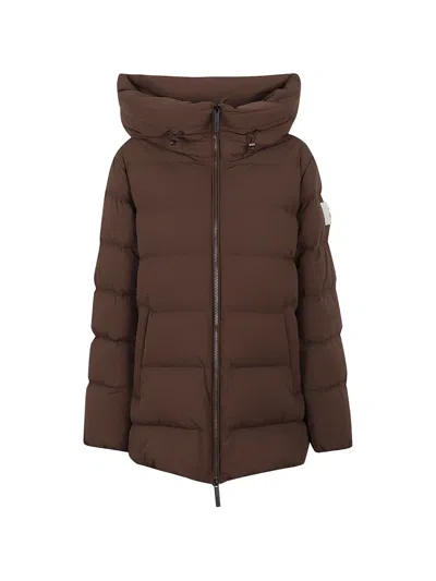 After Label Levi Padded Hooded Coat In Brown