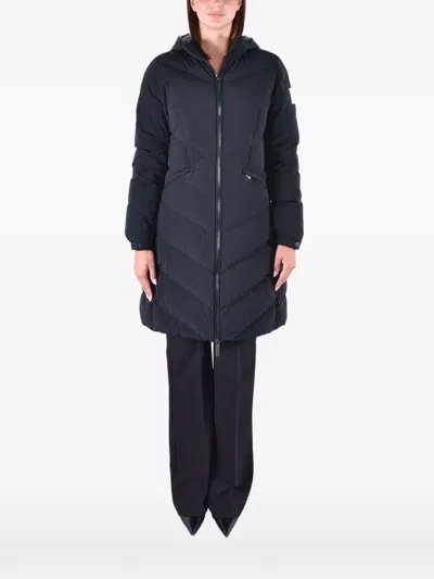After Label Lofoten Chevron-quilted Hooded Coat In Blue