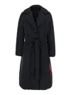 After Label Wide-lapel Belted Coat In Black