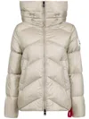 After Label 'helsinki' Beige Hooded Down Jacket With Logo Patch In Tech Fabric Woman In White