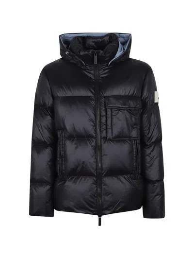 After Label Quilted Hooded Coat In Black