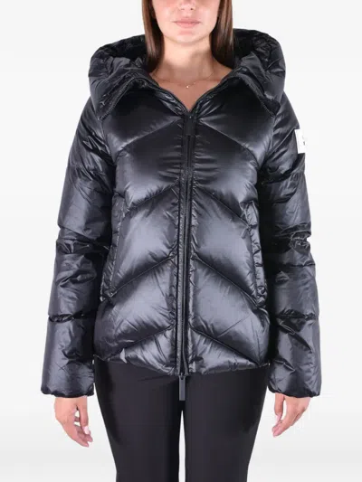 After Label Quilted Hooded Coat In Blue