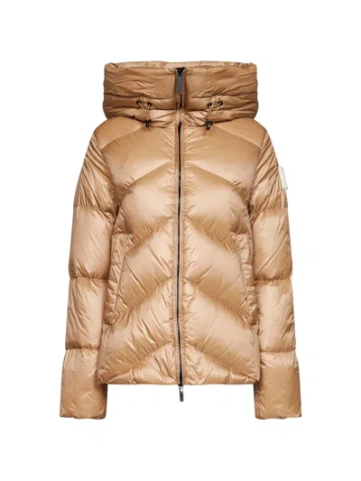After Label Quilted Hooded Coat In Brown