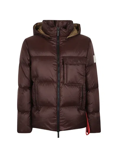 After Label Quilted Hooded Jacket In Brown