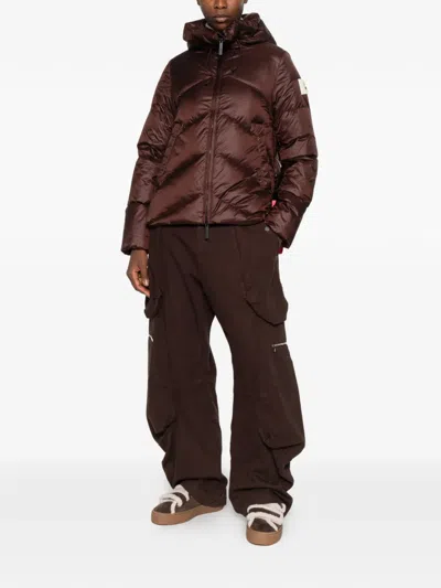 After Label Quilted Hooded Jacket In Brown