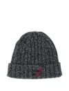 After Label Ribbed Embroider-logo Beanie In Gray