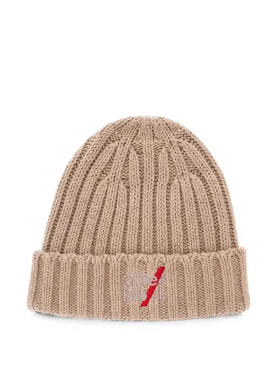 After Label Ribbed-knit Beanie Hat In Brown