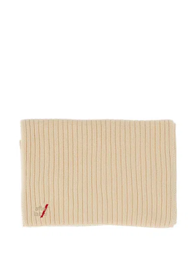 After Label Ribbed-knit Logo-embroidered Scarf In Brown