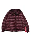 After Label Quilted Short Jacket With Adjustable Hood In Burgundy