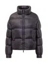 After Label Short Glossy Black  Down Jacket In Blue