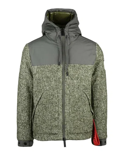 After Label Short Padded Jacket With Herringbone Fabric And Adjustable Cuffs In Gray